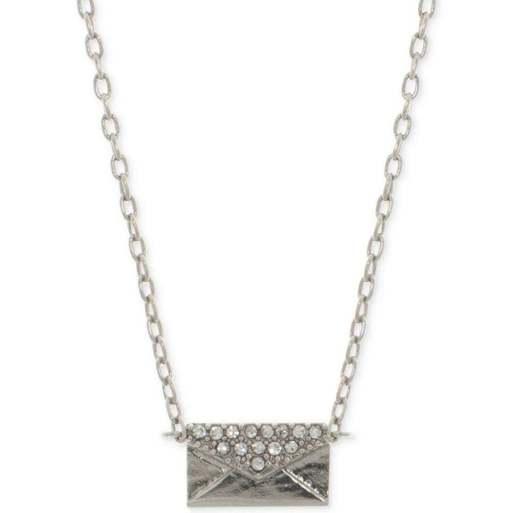 lonna & lilly Silver-Tone Pavé Envelope‎ Pendant Necklace